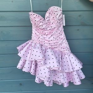 Leonora Part Dress in blush pink with black dots- For Love and Lemons - Sz Small
